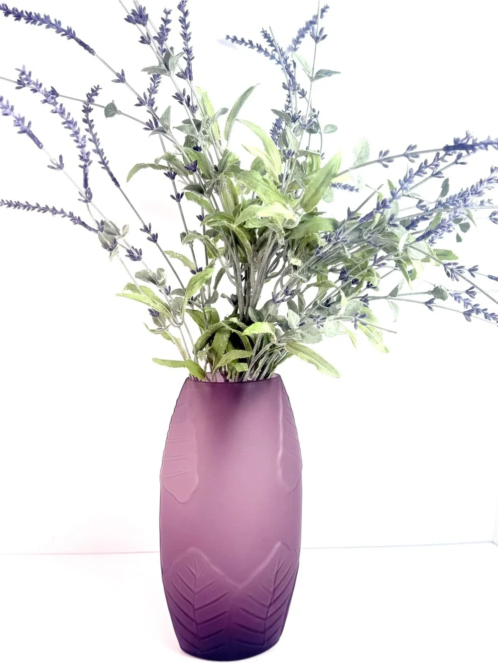 Vintage Art Deco Amethyst Purple Satin Glass 10” Botanical Vase 1940's - Picture 11 of 16